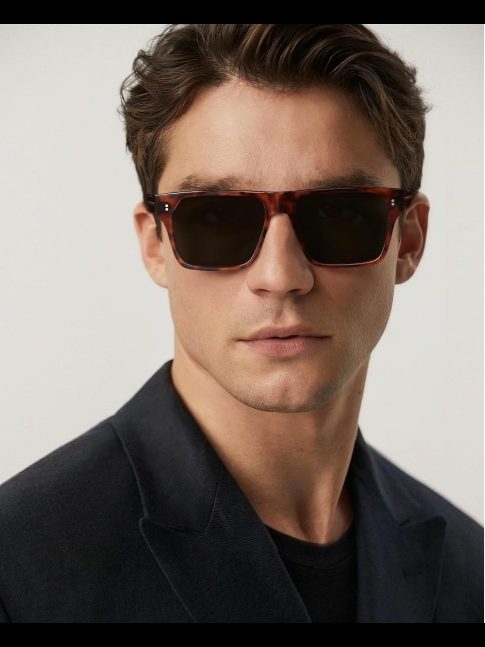 Tortoiseshell Square Sunglasses for Men - Brown Lenses